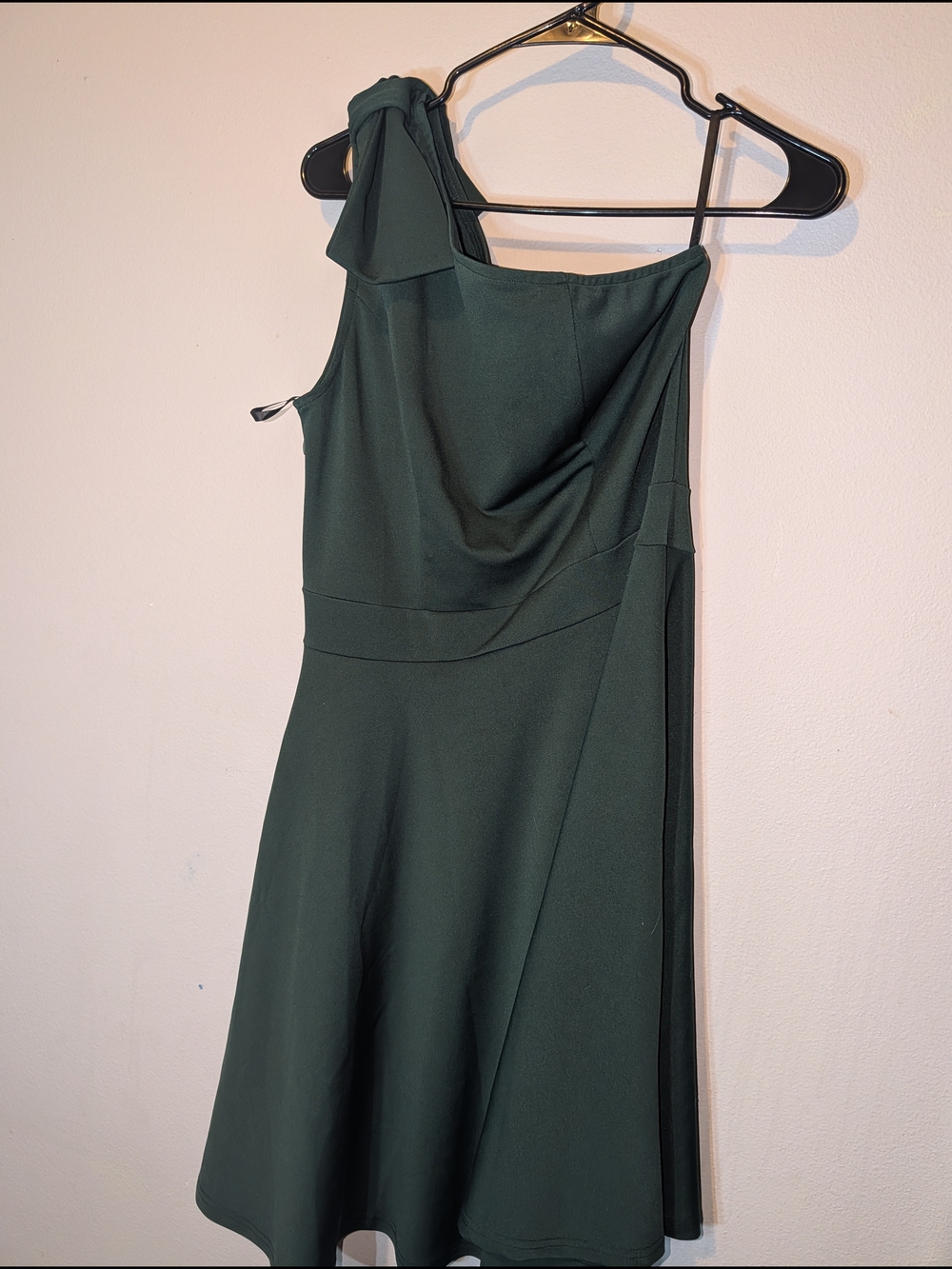 One-Shoulder Dark Green A-Line Dress